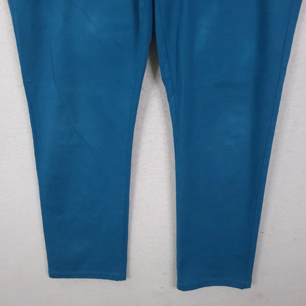 Ermenegildo Zegna Pants Mens 36x30 Teal Blue Cotton Stretch Straight Leg Chinos